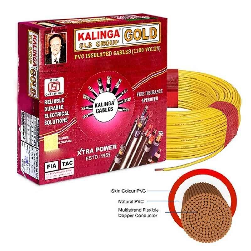 Kalinga Gold 1.5 Sq mm Yellow FR PVC Housing Wire, Length: 90 m