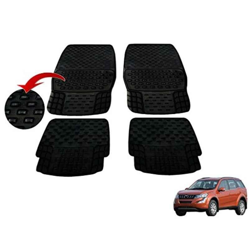 Kozdiko 4 Pcs PVC & Rubber Black Car Floor Mat Set for Mahindra TUV-300