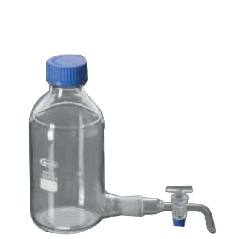 Glassco 2000ml Boro 3.3 Glass White Printing Aspirator Bottle with Gl 45 Cap & Interchangeable Stopcock, 281.202.08