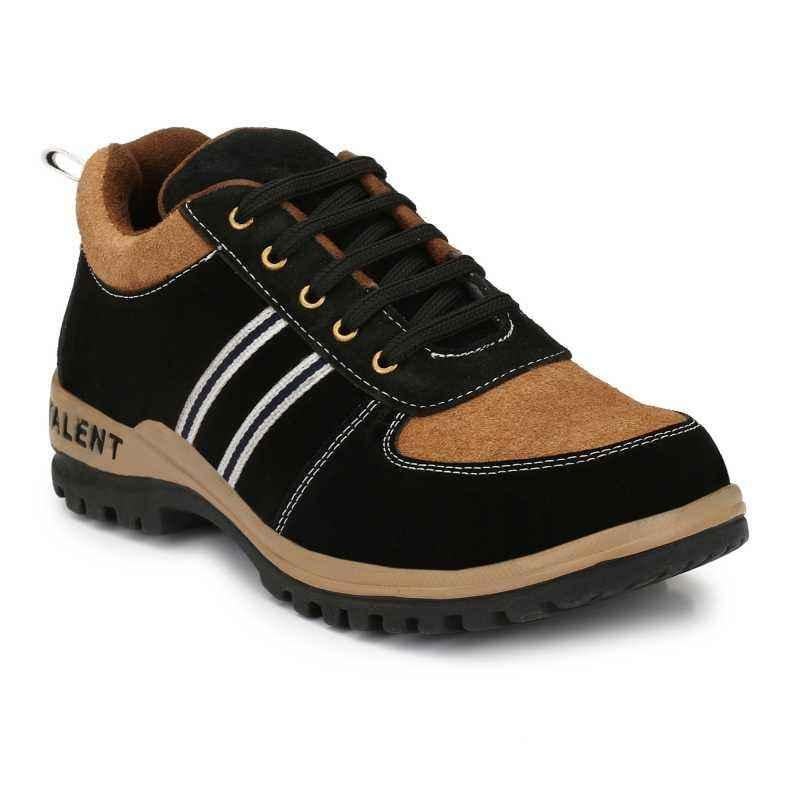 Kavacha S42 Black & Brown Leather Steel Toe Work Safety Shoes, Size: 6