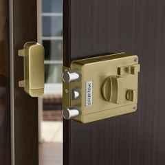 Plantex Heavy Duty Rim Locks for Main Door/Door Lock for Main Door with 4 Keys/Suitable for Inside Opening Wooden Door Antique Brass