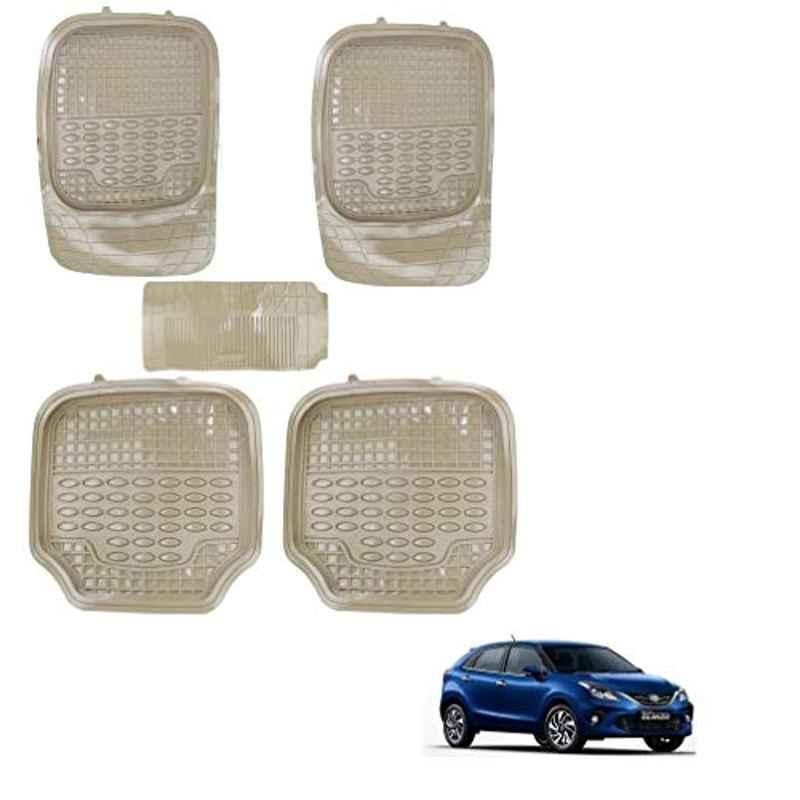 Kozdiko 5 Pcs 4G Beige Rubber & PVC Heavy Car Foot Mat Set for Toyota Glanza, koz_80760
