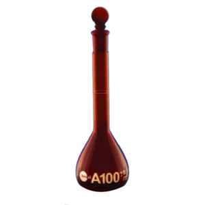 Borosil 5ml Nerrow Mouth Amber Volumetric Flask with I/C Stopper, 5655009