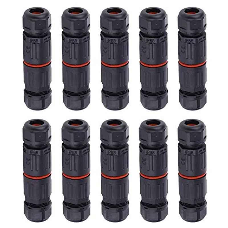 10 Pcs IP68 3 Pin Waterproof Electrical Cable Connector for Outdoor Fitting Plug Socket