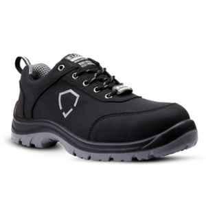 Euro Security Graphite Nubuck Lether Steel Toe Black Safety Shoes with Double Density PU Sole, Size: 9