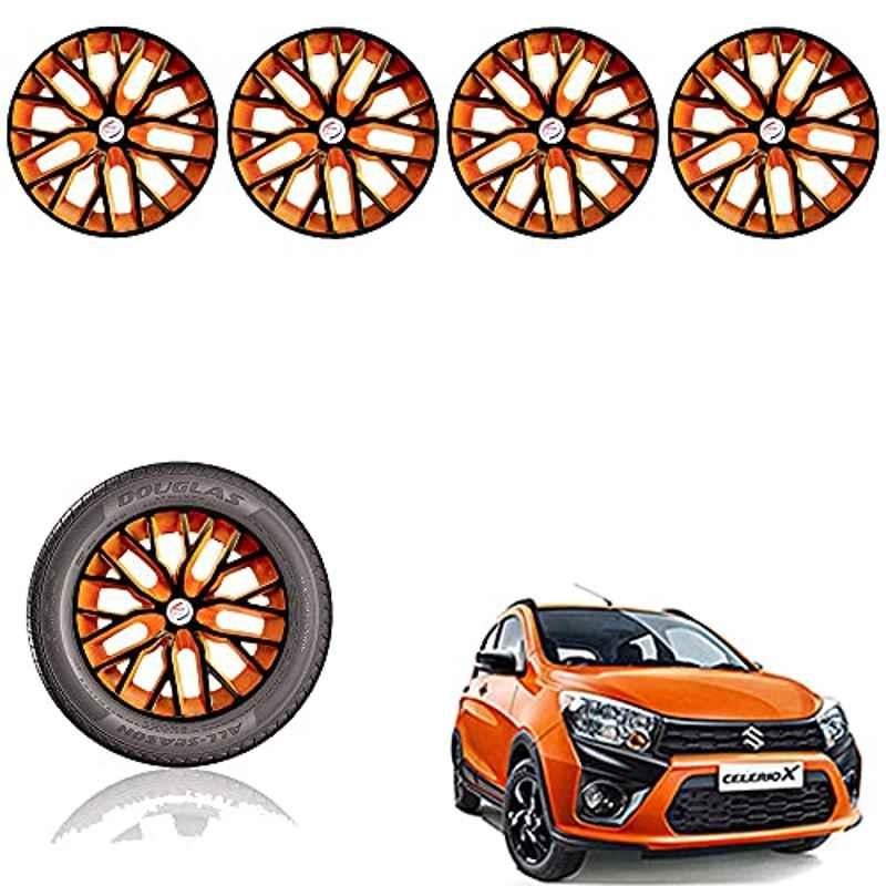 Auto Pearl 14 inch ABS Black & Orange Press Type Car Hub Cap Wheel Cover for Celerio X