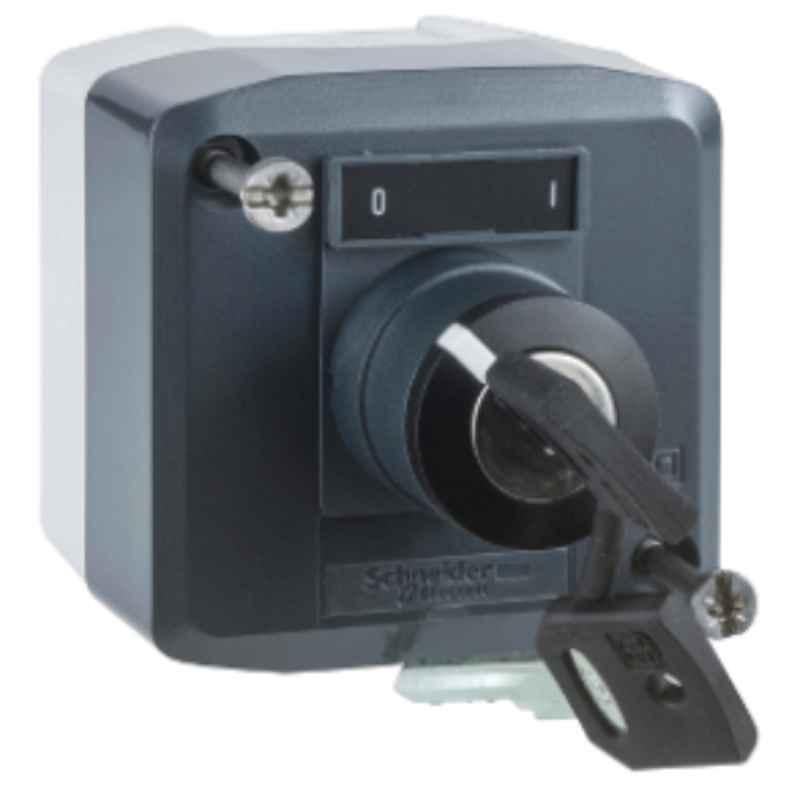 Schneider Harmony 600V 1NO+1NC Plastic Dark Grey Control Station with 1 Key Switch Selector, XALD144E