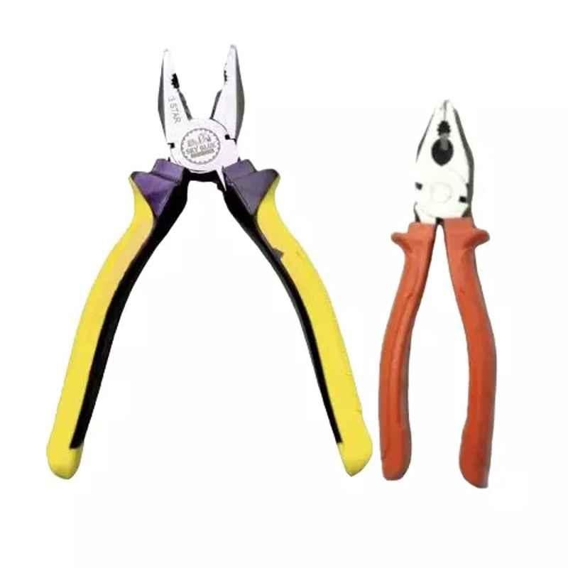 Sky Blue 2 Pcs 8 inch Multicolour 2 Cutting Wire False Piece Lineman Plier Combo, SBE340