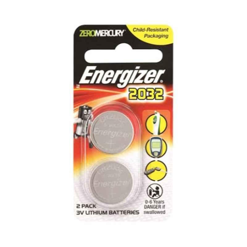 Energizer CR2032 3V Silver Lithium Battery, MN7789 (Pack of 2)