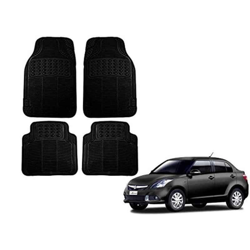 Kozdiko 4 Pcs Black Rubber Car Mat Set for Maruti Suzuki Dzire