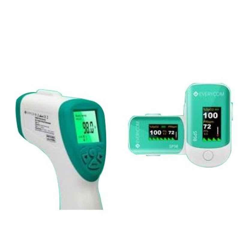 Everycom Combo of Non Contact Infrared Thermometer IR37 and Fingertip Pulse Oximeter SP98