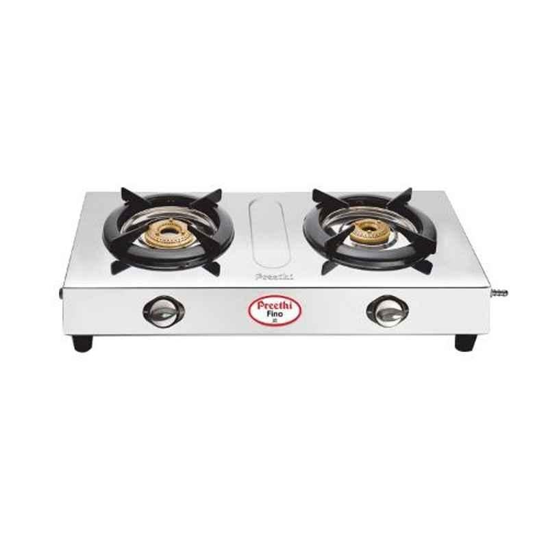 Preethi Fino Silver Stainless Steel with 2 Burners Gas Stove, SSGS002