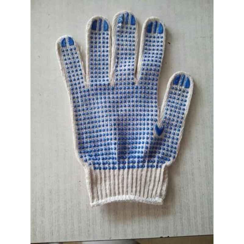 Siddhivinayak White Cotton Dotted Hand Gloves (Pack of 120)