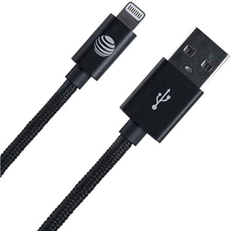 AT&T 4ft Black Lightening Braided Cable for iPhones, SC03B-LGT