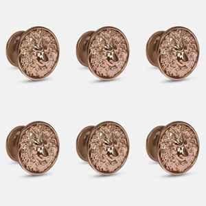 Plantex Lion Face Knobs for Drawer | Kitchen Cabinet Knobs | Pulls Handles for Wardrobe & Kitchen (Pack of 6) Rose Gold