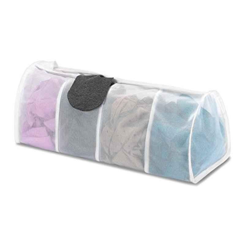 Whitmor Polyester Mesh White Wash Bag with Nylon Zipper, 6416-5776