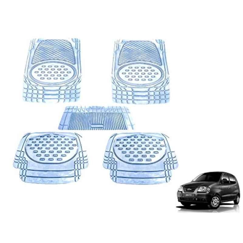 Kozdiko 5 Pcs 6605 PVC & Rubber Clear Car Foot Mat Set for Hyundai Santro