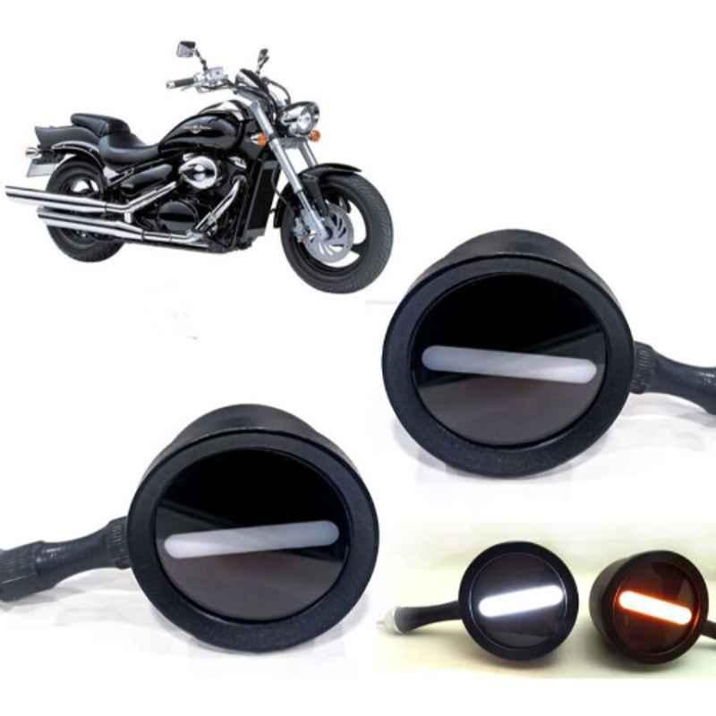 Auto Pearl 2 Pcs 12V Black Bike Front LED Indicator Light Set for Suzuki, F371