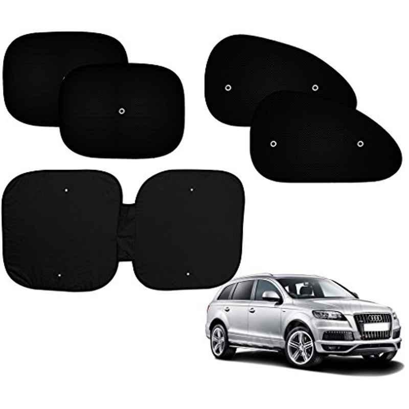 Auto Pearl 5 Pcs PVC & Mesh Black Window & Front Sun Shade Set for Audi Q7