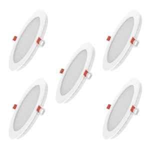 Fybros Faro 18W Polycarbonate Natural White Round LED Panel Light, FLS5064E (Pack of 5)