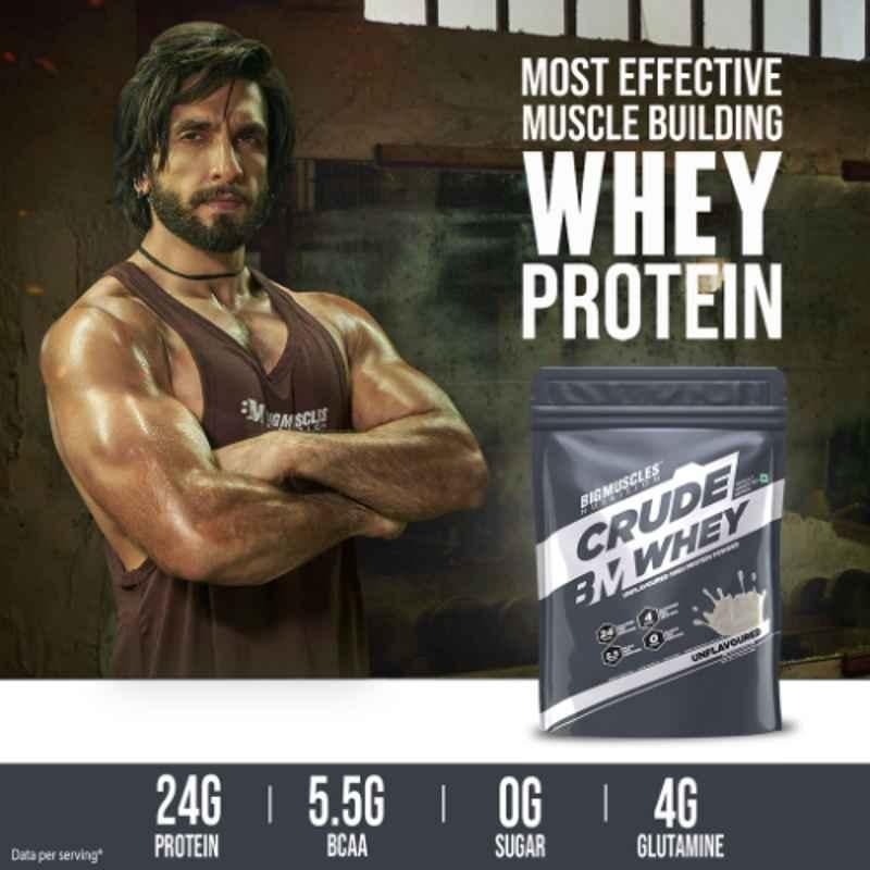 Big Muscles 2kg Unflavoured Crude Whey Protein Powder
