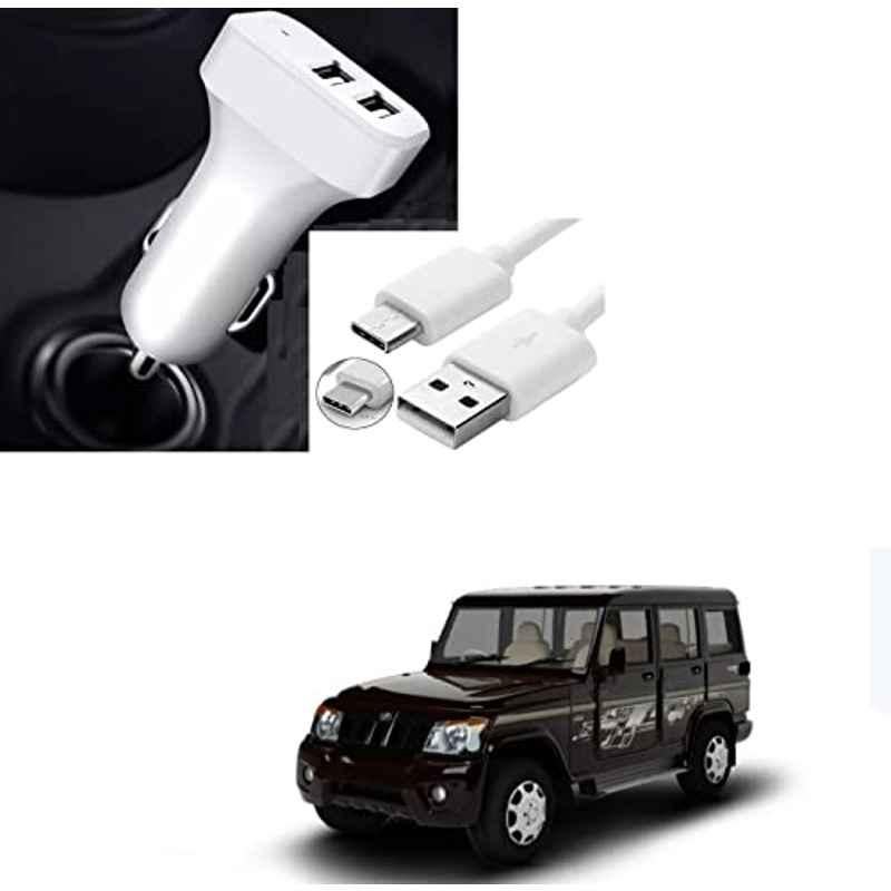Kozdiko 5.1A 2 USB Fast Car Charger with C-Type Cable for Mahindra Bolero