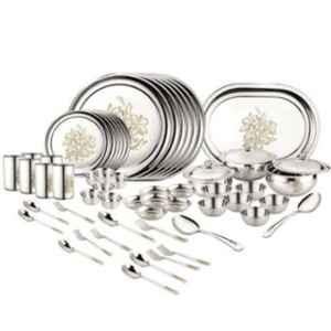 Classic Essentials SNB-68 Glory 68 Pcs Silver Stainless Steel Dinner Set with Permanent Laser Design