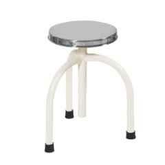 Yes Kay 2-2.5ft Silver & White Round 3 leg Revolving Round Stool
