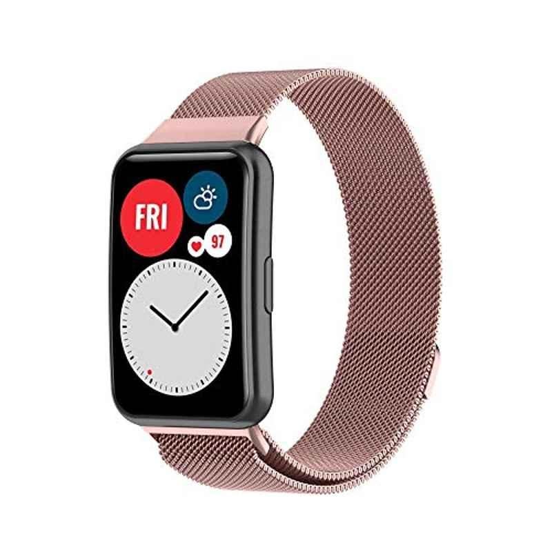 Rubik Metal Rose Gold Magnetic Mesh Band For Hawaii Watch Fit