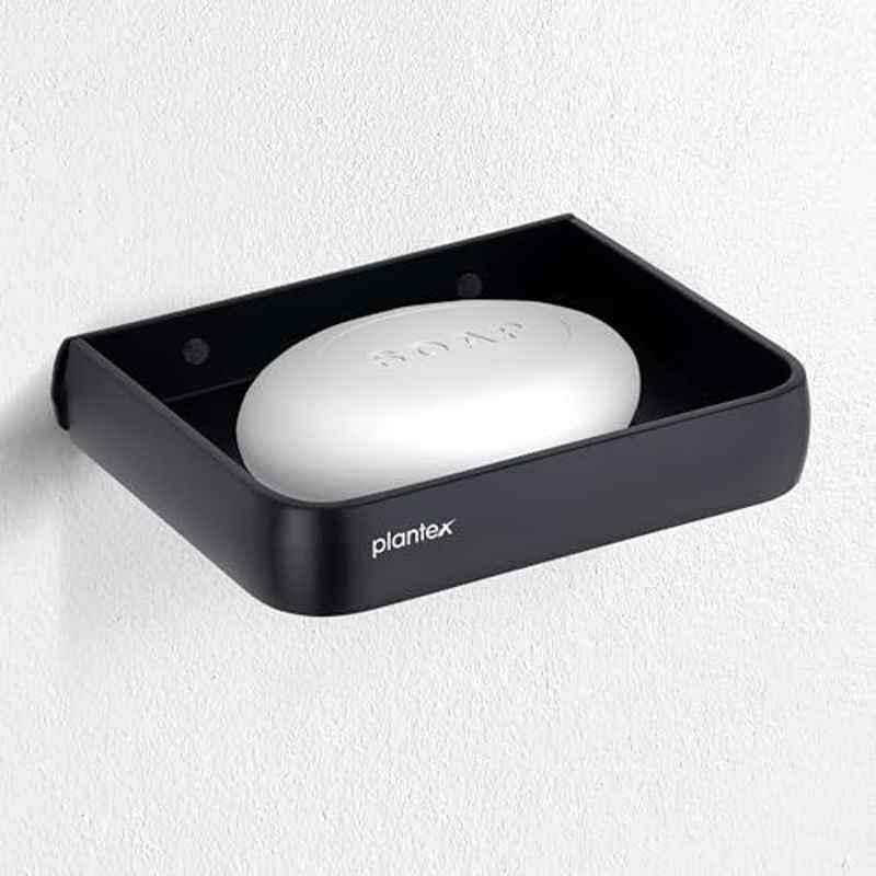 Plantex Self Adhesive Aluminium Soap Holder for Bathroom/Soap Case/Soap Stand/Bathroom Accessories 1504, Black