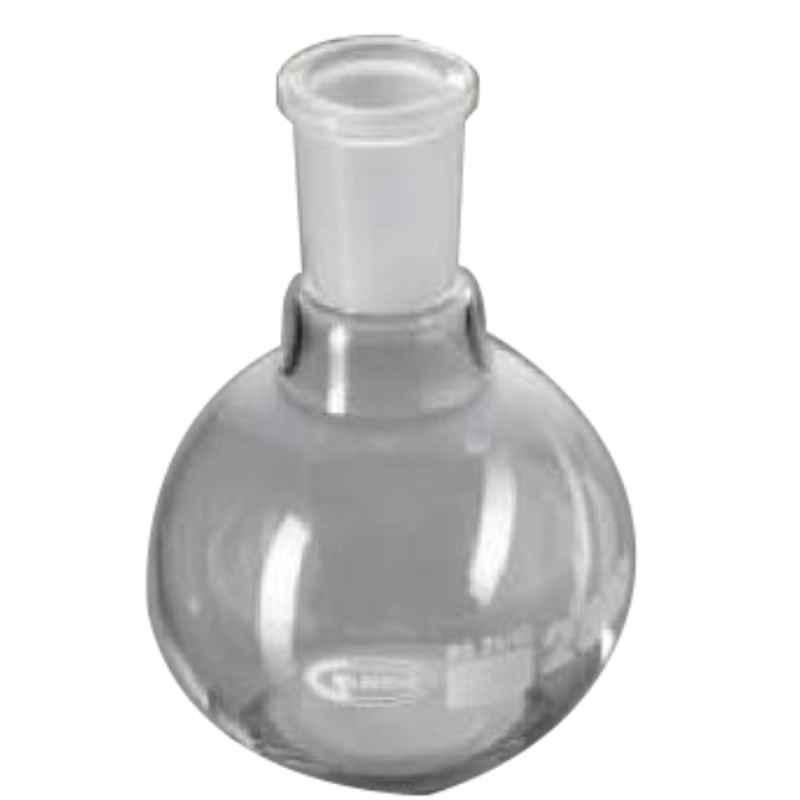 Glassco 1000ml White Printing 3.3 Boro Glass Boiling, Round Bottom & Single Neck Flask with Joint, 057.202.30 (Pack of 10)