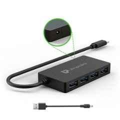 Ultraprolink 4 Ports 5Gbps Plastic Black USB Type C Hub for Smartphone,Tablet & Laptop, UL1054