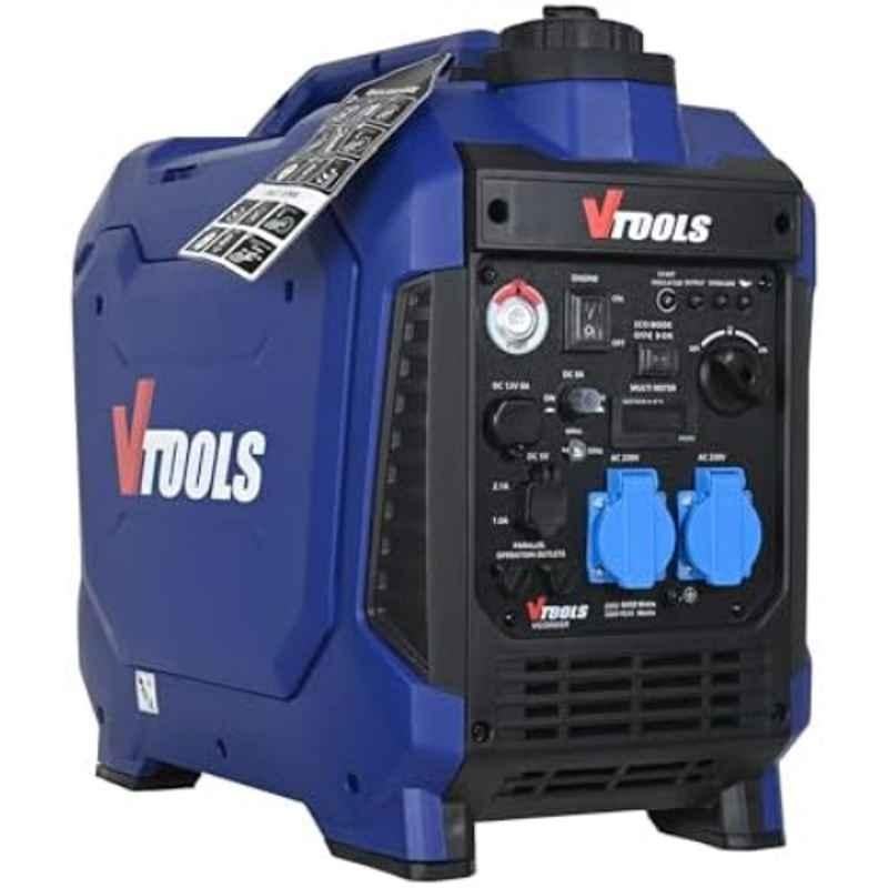 VTOOLS 3200W 140cc 4 Stroke Blue High-Performance Portable Silent Gasoline Generator, VG3500iSR