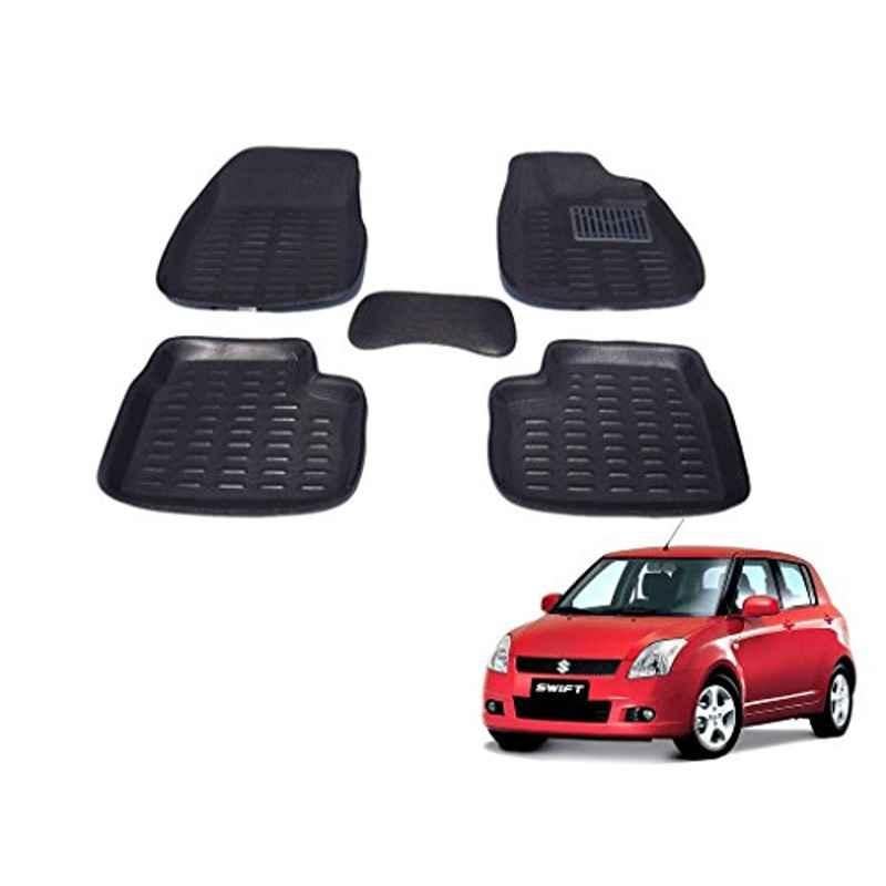 Kozdiko 5 Pcs 3D Black Car Foot Mat Set for Maruti Suzuki Swift, koz_16643