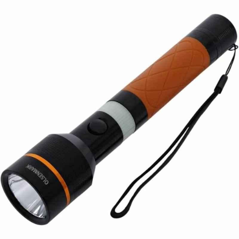 Olsenmark 110-240V Orange Rechargeable LED Flashlight with Night Glow, OMFL2658