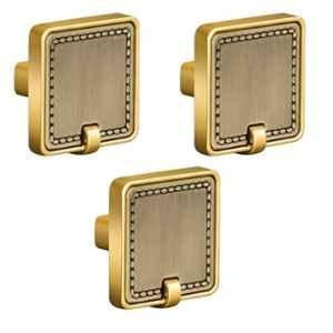 Plantex Knobs for Drawers/Drawer Knobs/Square Knob for Cabinets/Pull-Push Knob for Kitchen/Bedroom/Drawer - Pack of 3 (Brass Antique & Gold)