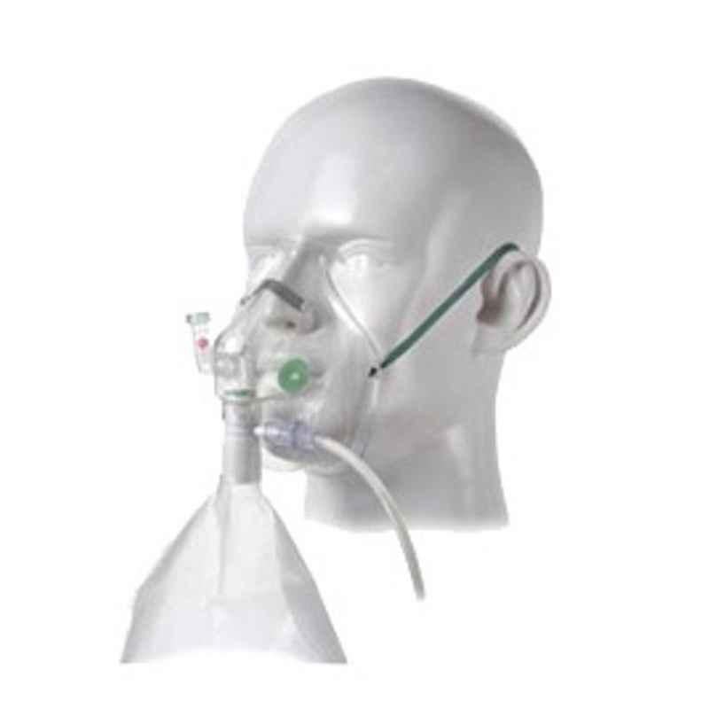 Intersurgical Respi Check Adult Breathing Indicator High Concentration Oxygen Mask with Nose Clip & 2.1m Tube, 1202000 (Pack of 2)