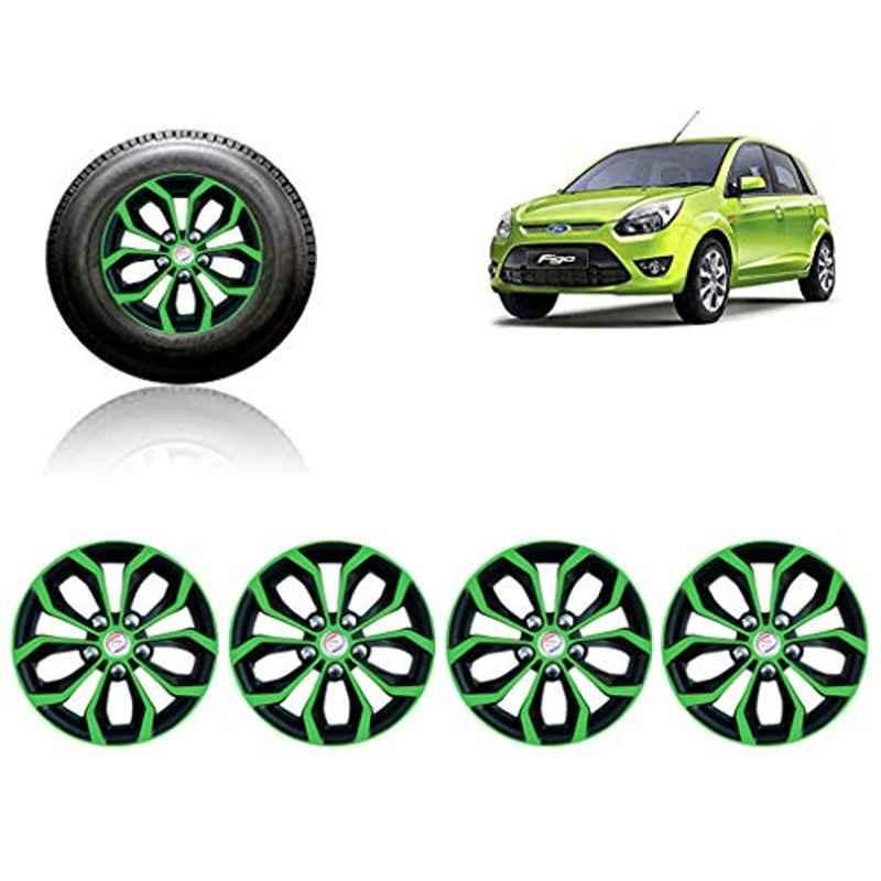 Auto Pearl 4 Pcs 14 inch ABS Green & Black Car Wheel Cover Set for Ford Figo T 1