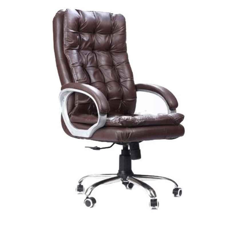Modern India Leatherette Brown High Back Office Chair, MI205 (Pack of 2)