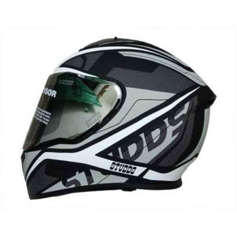 Studds Thunder D4-N6 Decor Black & White Motorbike Helmet, Size (L, 580 mm)