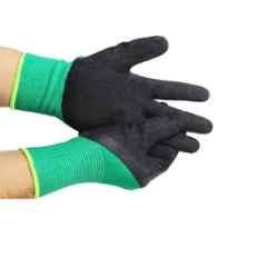 Brala Polyester & Cotton Green & Black Palm Coated Cut Resistant Safety Hand Gloves, Size: Free (Pack of 84)