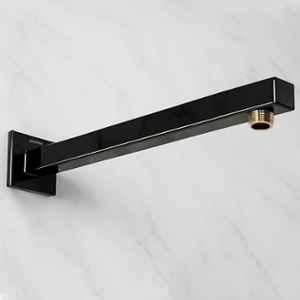 Plantex 18 inch Square Shower Arm for Overhead Shower/Stainless Steel Shower Pipe/Wall Mount Bathroom Fitting with 1/2 inch Thread (Black)