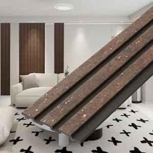 Plantex 30 Sqft 5 inchx8ft Charcoal Cocoa Wooden 3D Wall Panel for Interior Decor (Pack of 10)