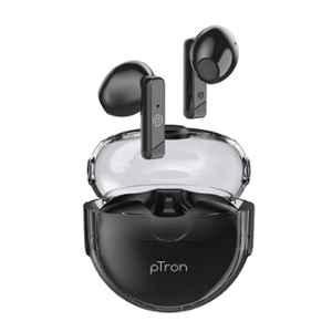 pTron Bassbuds Fute 13mm Black Wireless Bluetooth Headphone with Dynamic Driver, Touch Control, Voice Assistance, IPX4 & Type-C