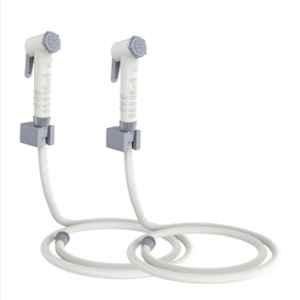 RN Grey White.1 Health Faucet Set with Hose Pipe & Wall Holder for Toilet Cleaning (Pack of 2)