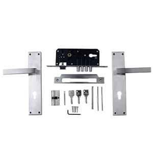 Voltizi ‎Stainless Steel ‎Matt Finish Mortise Bedroom Door Lock Set with 4 Latches, Both Side Key Cylinder & Pull Handle, MG308