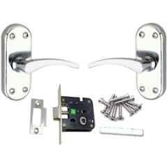 Ojass 2 Pcs 4 inch Steel Chrome Plated Keyless Mortise Door Handle with Latch Lock Set, BL+S04BCP