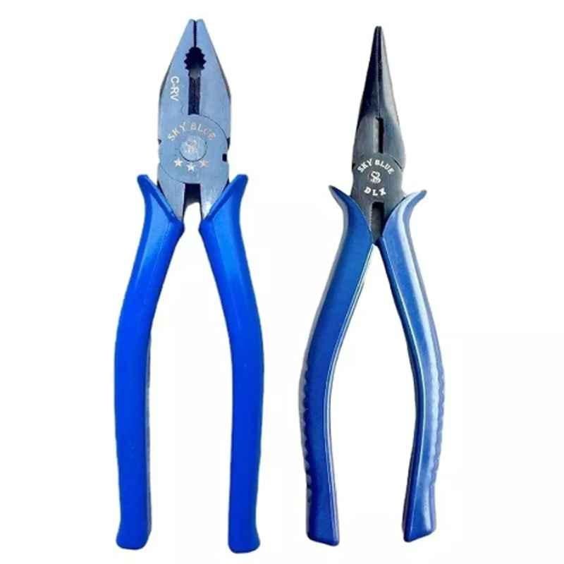 Sky Blue 2 Pcs 8 inch Multicolour 2 Cutting Wire False Piece Lineman Plier Combo, SBE001