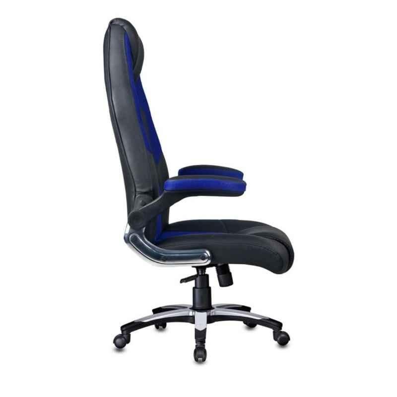 Caddy 27.5x17x46 inch Black Leather Gaming Ergonomic Chair with Headrest, MISG9