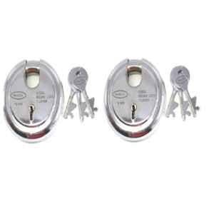 Onjecx 75mm 7 Levers Stainless Steel Round Heavy Duty Pad Lock with 3 Keys, RPL752 (Pack of 2)
